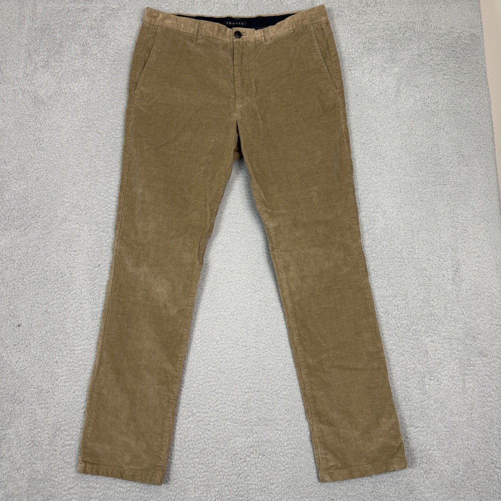 Theory Mens Tan Corduroy Straight Leg Pants Khaki Size 34